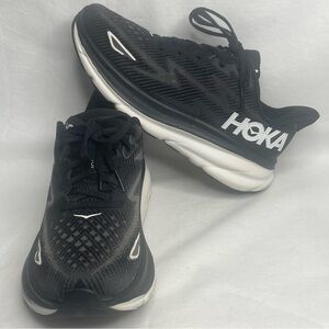 Hoka One One Clifton 9 Athletic Sneakers Womens Size US 6 B Black White Shoes
